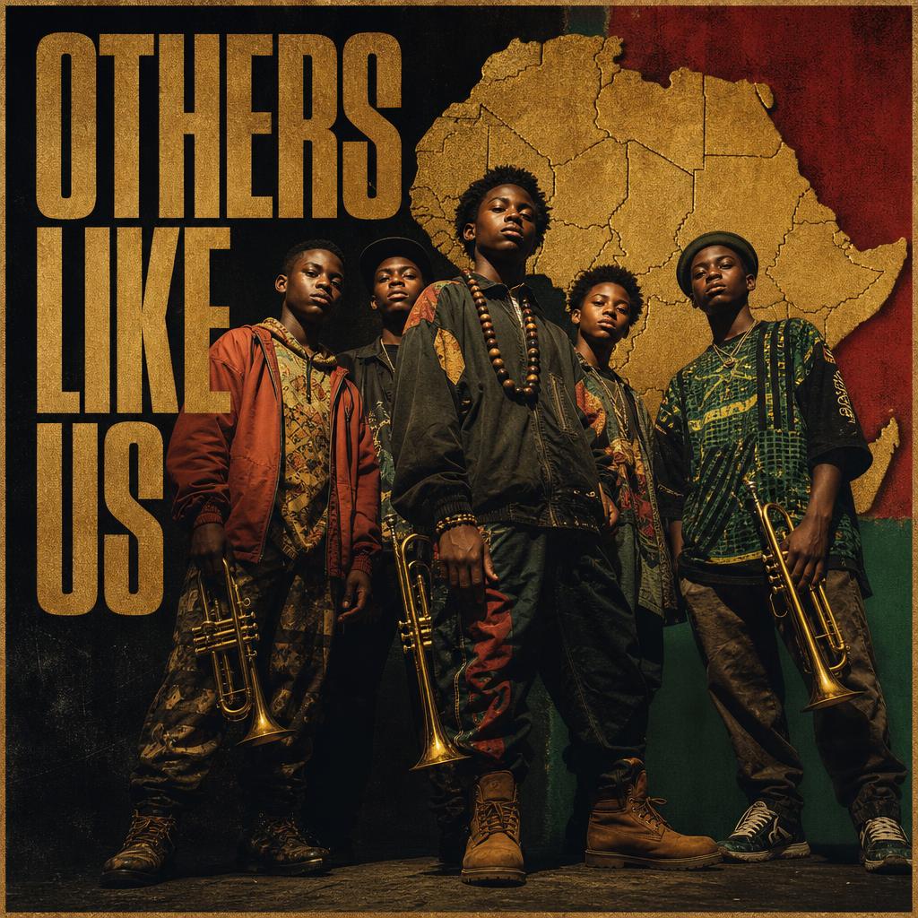 Others Like Us album cover with young trumpet players and a map of Africa